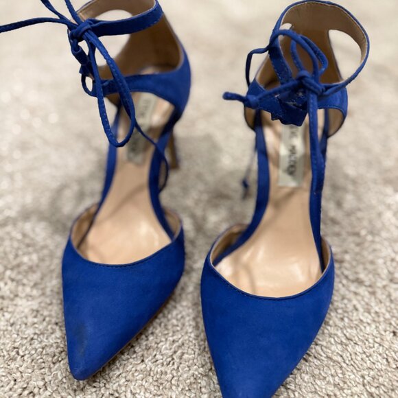 Steve Madden Blue Suede Lace-Up Heels - Picture 4 of 9